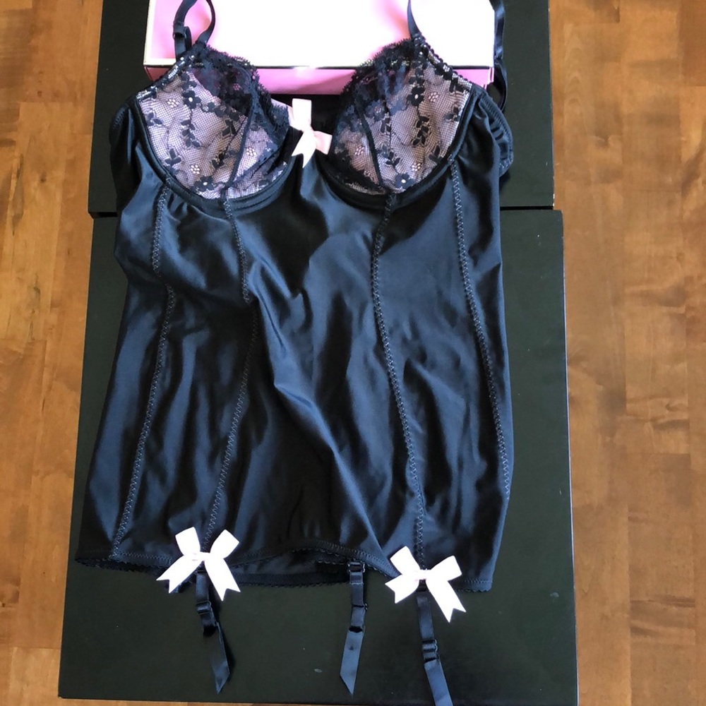 NWT and Box Victoria’s Secret lingerie with garter belt clips.